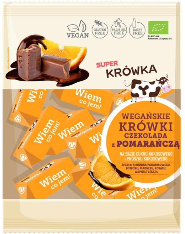 Krówki wegańskie czekolada z pomarańczą BIO 150 g