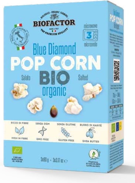 Popcorn niebieski z solą do mikrofalówki BEZGL. BIO 3 x 90 g