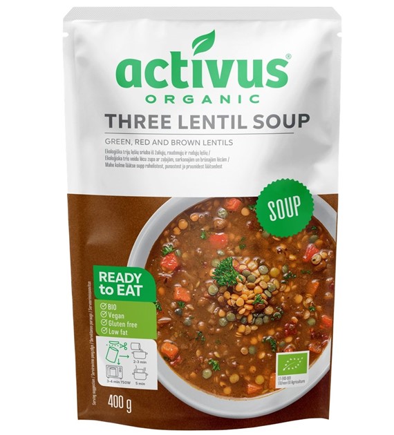 Zupa trzy soczewice z zieloną, czerwoną i brązową soczewicą BIO 400 g