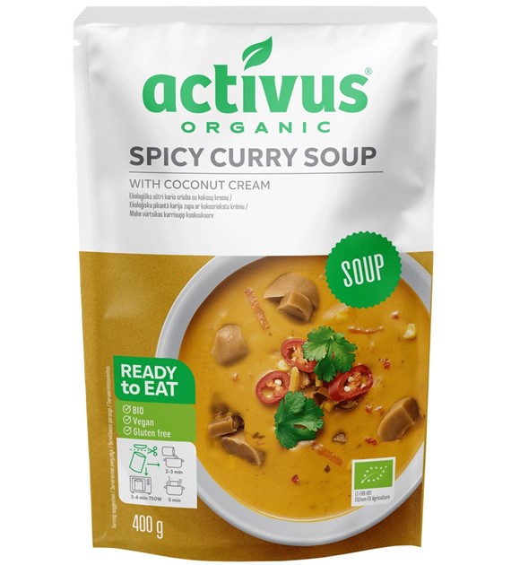 Zupa pikantne curry z kremem kokosowym i grzybami shiitake BIO 400 g