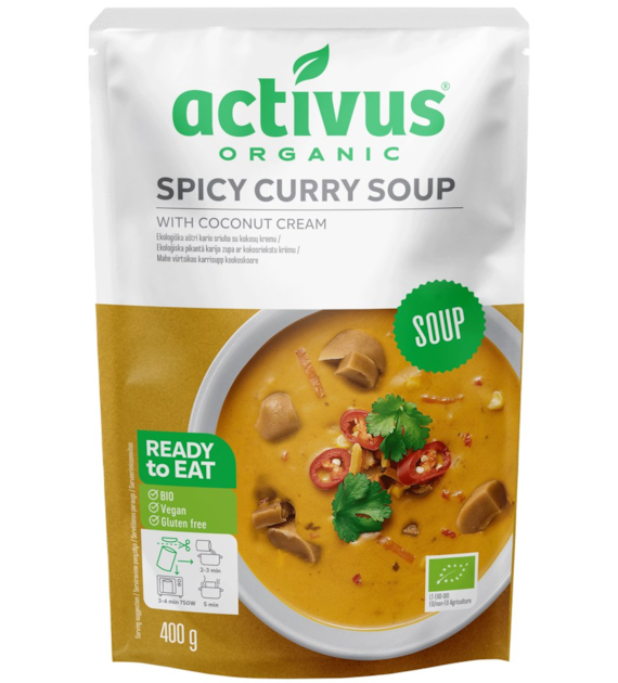 Zupa pikantne curry z kremem kokosowym i grzybami shiitake BIO 400 g