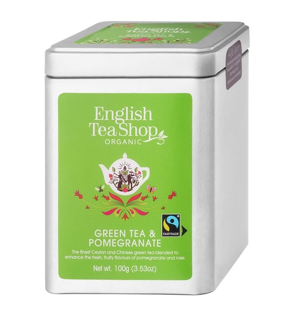 Herbata Zielona Green Tea Pomegranate sypana w puszce 100g BIO