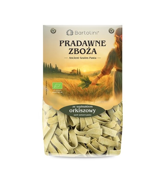 Makaron orkiszowy ze szpinakiem wstążka pappardelle BIO 250g