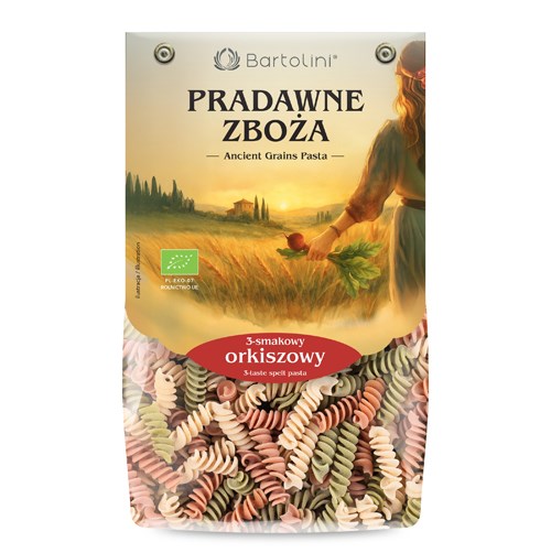 Makaron orkiszowy 3 smakowy świderek BIO 250g