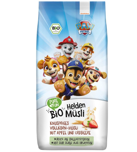 Musli pełnoziarniste jabłko-truskawka BIO 375 g Psi Patrol