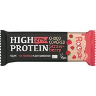 Baton proteinowy truskawkowy w polewie z różowej czekolady, bezglutenowy BIO 40 g
