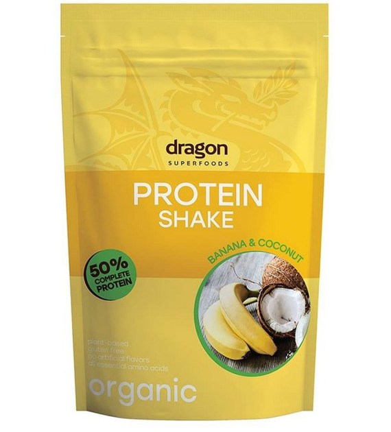 Shake proteinowy banan i kokos, 50% białka z amino kwasami, z erytrytolem, bezglutenowy BIO 450 g