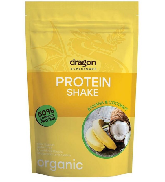 Shake proteinowy banan i kokos, 50% białka z amino kwasami, z erytrytolem, bezglutenowy BIO 450 g