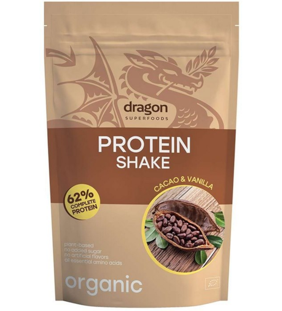Shake proteinowy kakao i wanilia, 62% białka z amino kwasami, z erytrytolem, bezglutenowy BIO 500 g