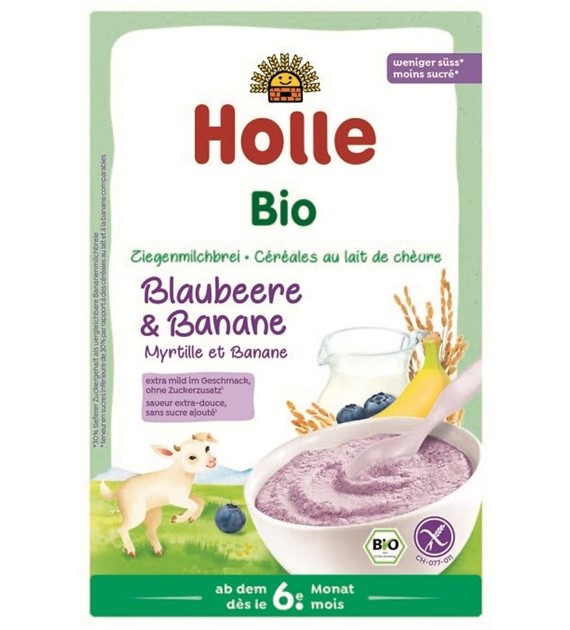 Kaszka ryżowa mleczna na bazie mleka koziego jagodowo-bananowa od 6 miesiąca życia BIO 200 g