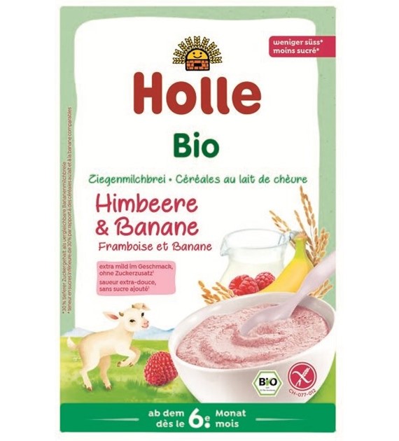 Kaszka ryżowa mleczna na bazie mleka koziego malinowo-bananowa od 6 miesiąca życia BIO 200 g