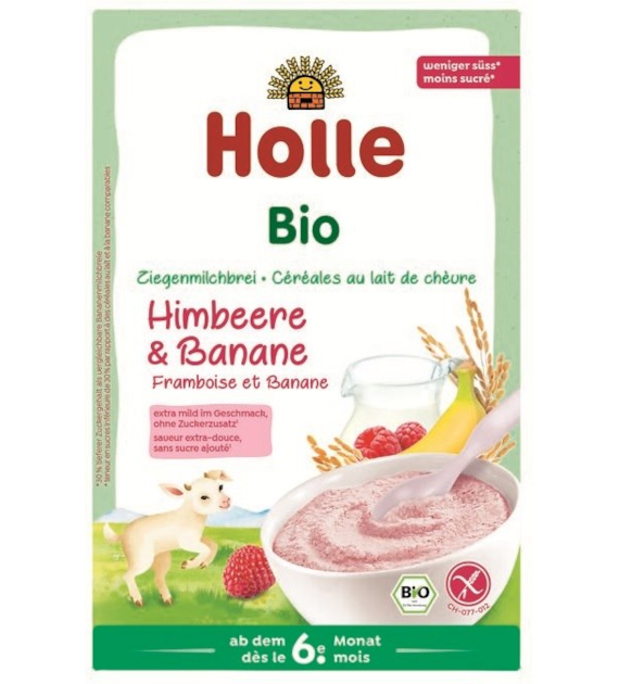 Kaszka ryżowa mleczna na bazie mleka koziego malinowo-bananowa od 6 miesiąca życia BIO 200 g