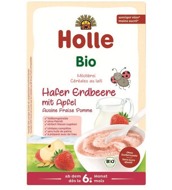 Kaszka mleczna pełnoziarnista owsiana truskawkowo-jabłkowa od 6 miesiąca życia BIO 250 g