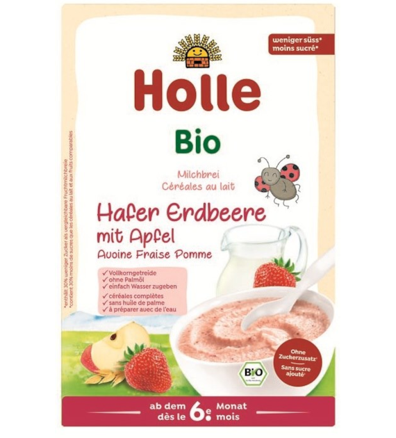 Kaszka mleczna pełnoziarnista owsiana truskawkowo-jabłkowa od 6 miesiąca życia BIO 250 g