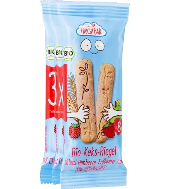 Ciasteczka orkiszowo-pszenne malina, truskawka, jabłko powyżej 8 miesięcy 3x BIO 30 g