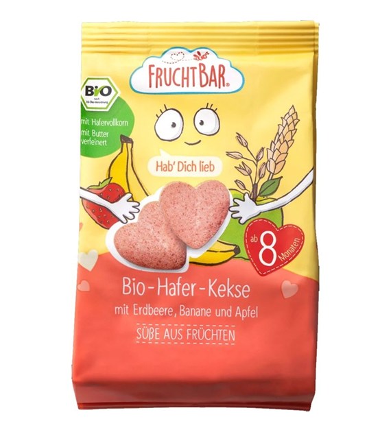 Ciasteczka owsiano-pszenne truskawkowo-bananowo-jabłkowe po 8 miesięcy BIO 100 g