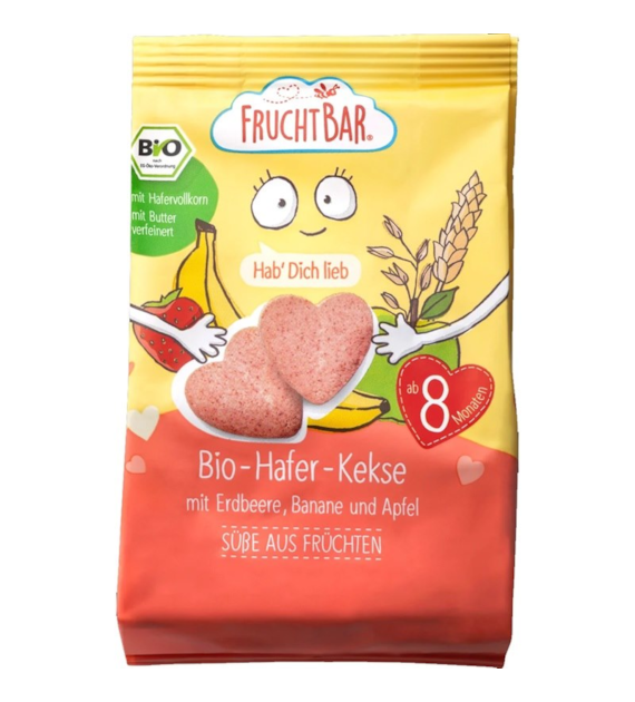 Ciasteczka owsiano-pszenne truskawkowo-bananowo-jabłkowe po 8 miesięcy BIO 100 g
