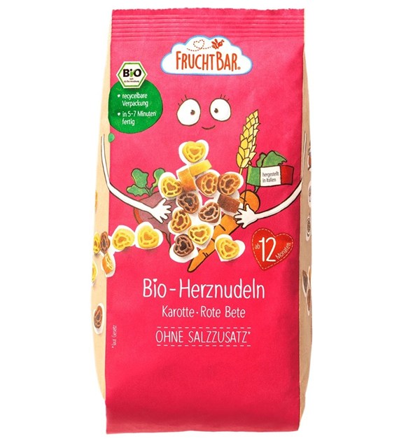 Makaron serduszka z pszenicy durum z marchewką, burakiem i pomidorami po 12 miesiącu BIO 300 g
