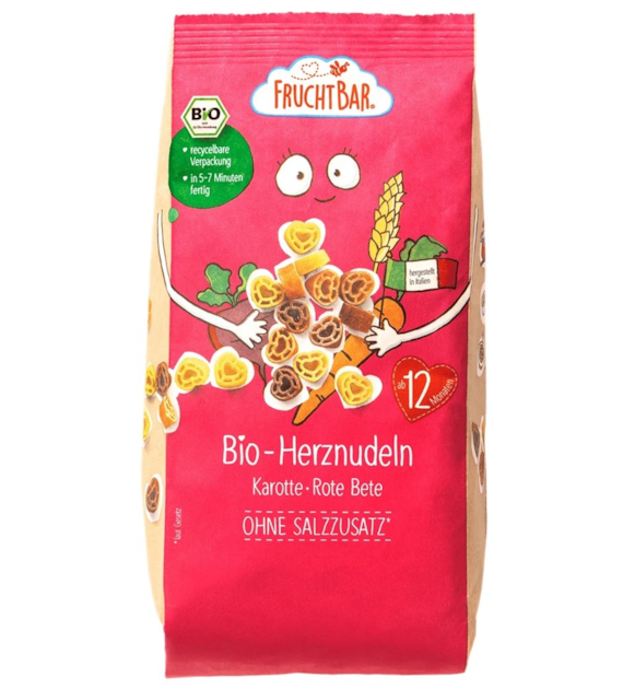 Makaron serduszka z pszenicy durum z marchewką, burakiem i pomidorami po 12 miesiącu BIO 300 g