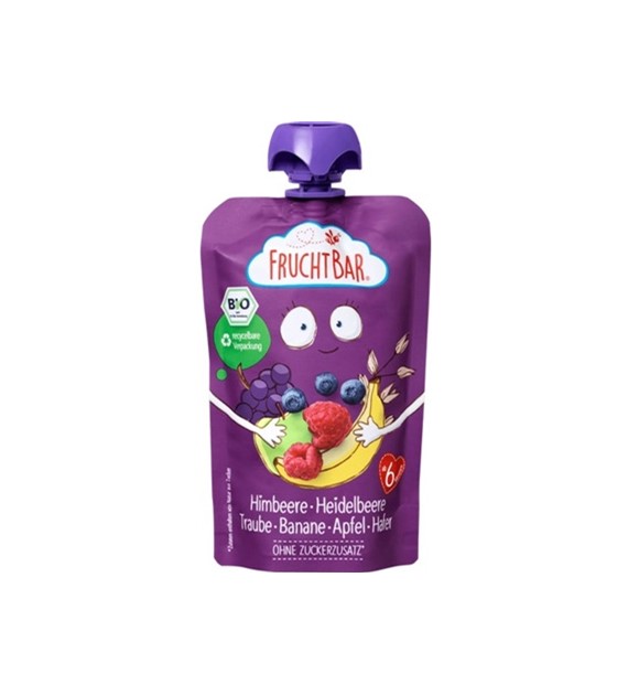 Mus malina, borówka, winogrono, banan, jabłko, owies BIO 100 g