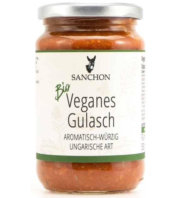 Gulasz wegański z kostką proteinową grochu i bobu BIO 330 ml