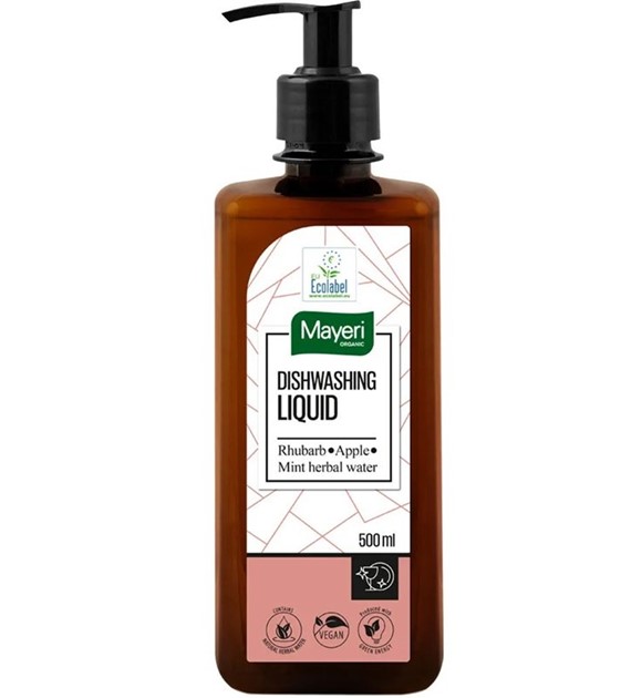 Płyn do mycia naczyń z wodą miętową , rabarbar-jabłko, wegański, certyfikowany ecolabel 500 ml