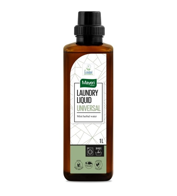 Płyn do prania z wodą miętową universal , rabarbar-jabłko, wegański, certyfikowany ecolabel 1 l