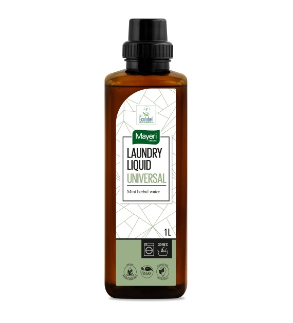 Płyn do prania z wodą miętową universal , rabarbar-jabłko, wegański, certyfikowany ecolabel 1 l
