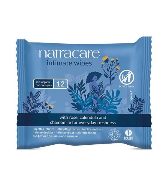 Chusteczki do higieny intymnej z różą, rumiankiem i  nagietkiem 12 szt.