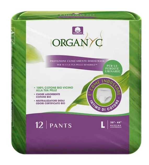 Bielizna chłonna z ekologicznej bawełny do nietrzymania moczu, rozmiar l, 12szt