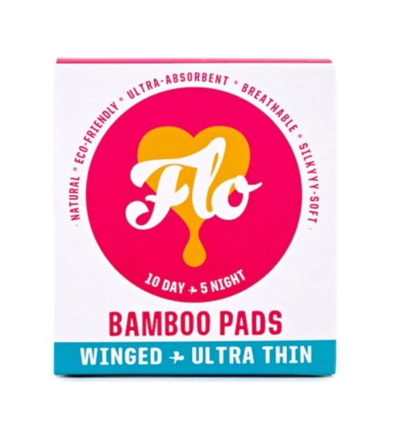 Podpaski higieniczne bambusowe ze skrzydełkami (10 podpasek na dzień + 5 podpasek na noc)