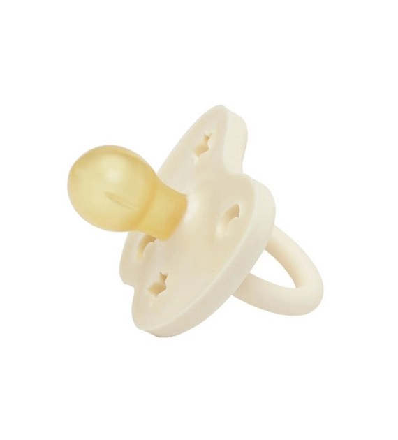 Kauczukowy smoczek okrągły kwiatki, w kolorze różowym 0-3 miesięcy