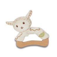 Drewniano-bawełniany chwytak owieczka z ekologicznej bawełny od 0m-ca (9cm) fsc & gots