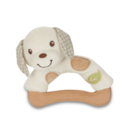 Drewniano-bawełniany chwytak piesek z ekologicznej bawełny od 0m-ca (9cm) fsc & gots