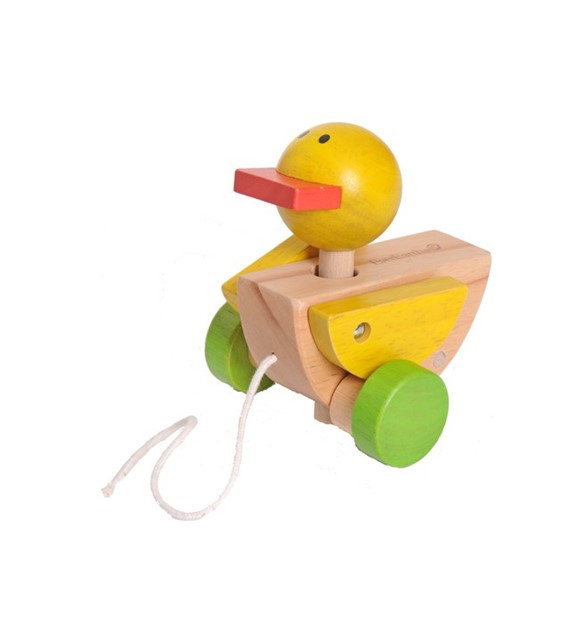 Drewniana kaczka do ciągnięcia na sznurku od 18 m-ca (10.5x12x9.5cm) fsc