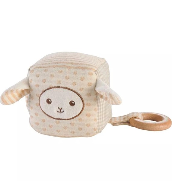 Bawełniana przytulanka kostka owieczka od 0m-ca (12cm) fsc & gots