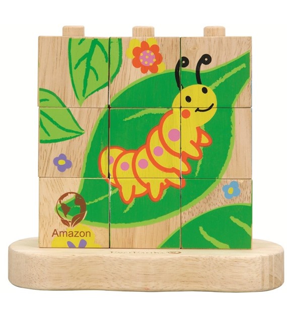 Drewniane puzzle od gąsienicy do motyla od 24m-ca (15.5x7.5x13.5cm) fsc