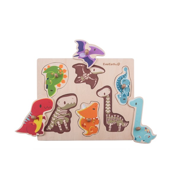 Drewniana układanka z uchwytami dinozaury od 24m-ca (29.5x25.5x1.8cm) fsc