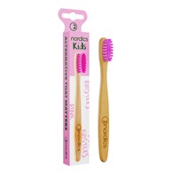 Szczoteczka do zębów bambusowa dla dzieci, miękka, różowa 14.5cm