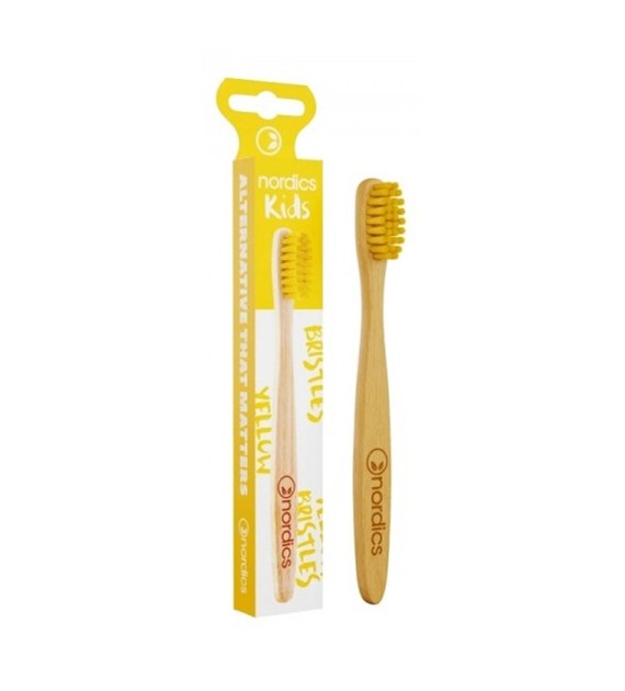Szczoteczka do zębów bambusowa dla dzieci, miękka, żółta 14.5cm