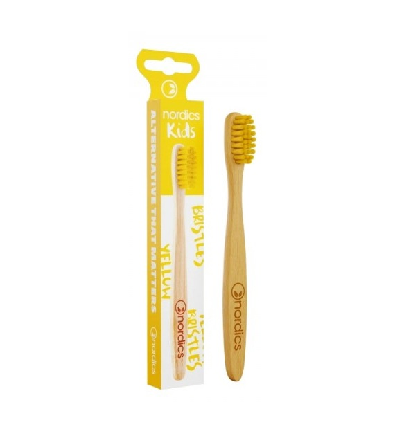 Szczoteczka do zębów bambusowa dla dzieci, miękka, żółta 14.5cm