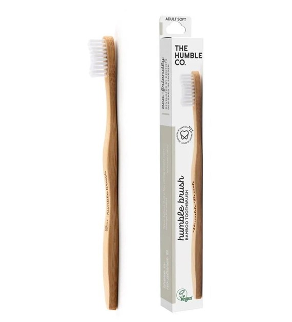 Szczoteczka do zębów, bambusowa soft biała 19cm