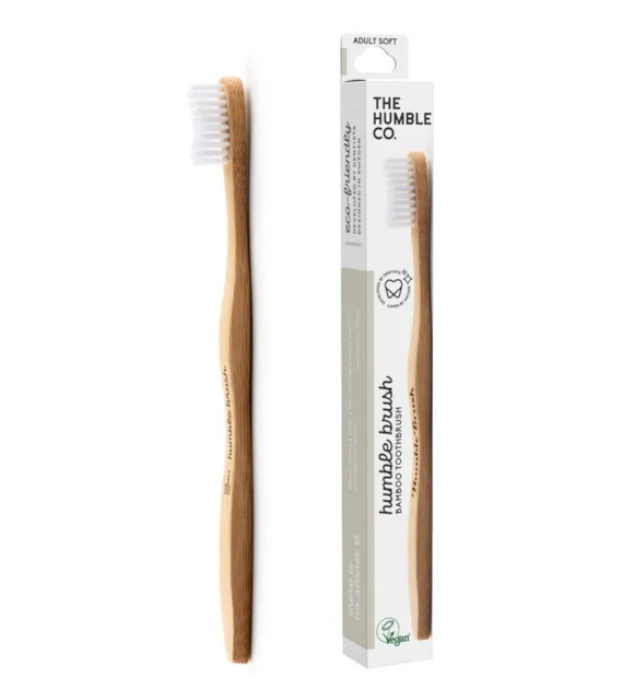 Szczoteczka do zębów, bambusowa soft biała 19cm