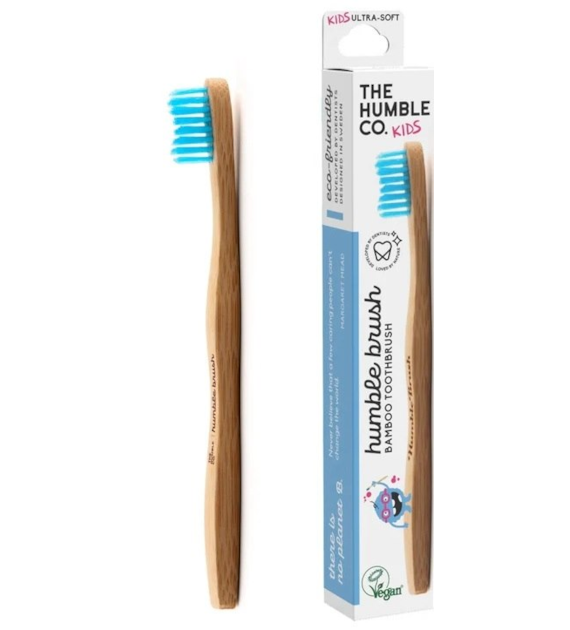 Szczoteczka do zębów dla dzieci, bambusowa ultra soft niebieska 14.5cm