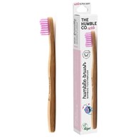 Szczoteczka do zębów dla dzieci, bambusowa ultra soft różowa 14.5cm