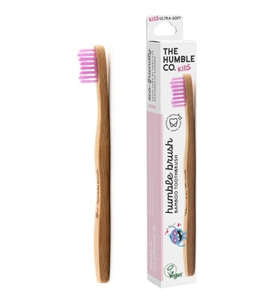 Szczoteczka do zębów dla dzieci, bambusowa ultra soft różowa 14.5cm