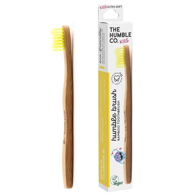 Szczoteczka do zębów dla dzieci, bambusowa ultra soft żółta 14.5cm