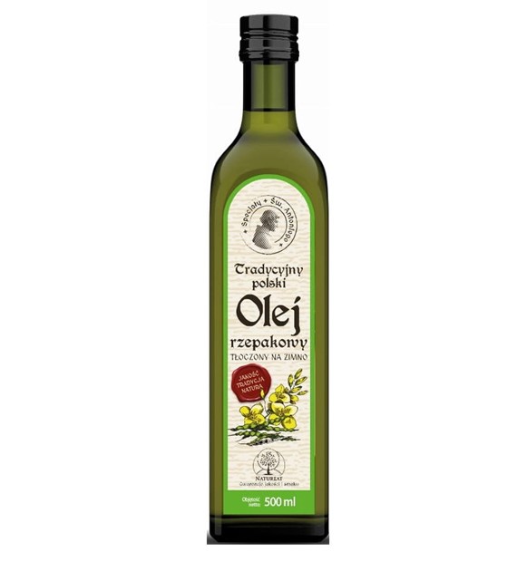 Tradycyjny olej rzepakowy tłoczony na zimno 500ml