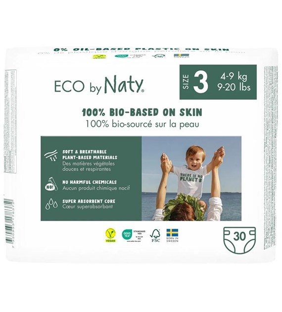 Ekologiczne pieluszki jednorazowe rozmiar 3, 4-9 kg, 30szt