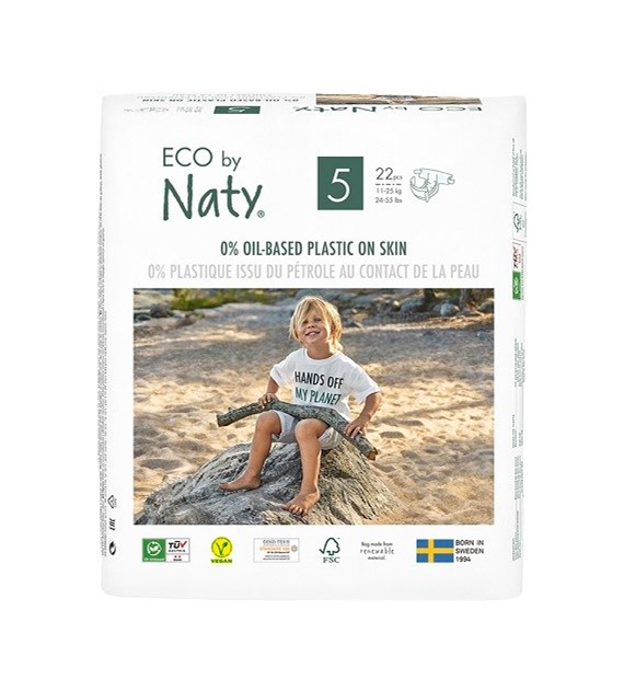 Ekologiczne pieluchy jednorazowe, rozmiar 5, 11-25 kg, 22 szt